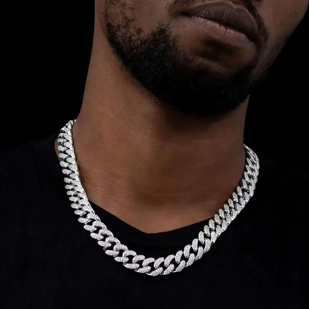 

Bust Down Iced Out Sale Mens Cuban Chain Necklace d Color Vvs1 Moissanite Diamond Miami Cuban Link Chain Pendant Necklaces