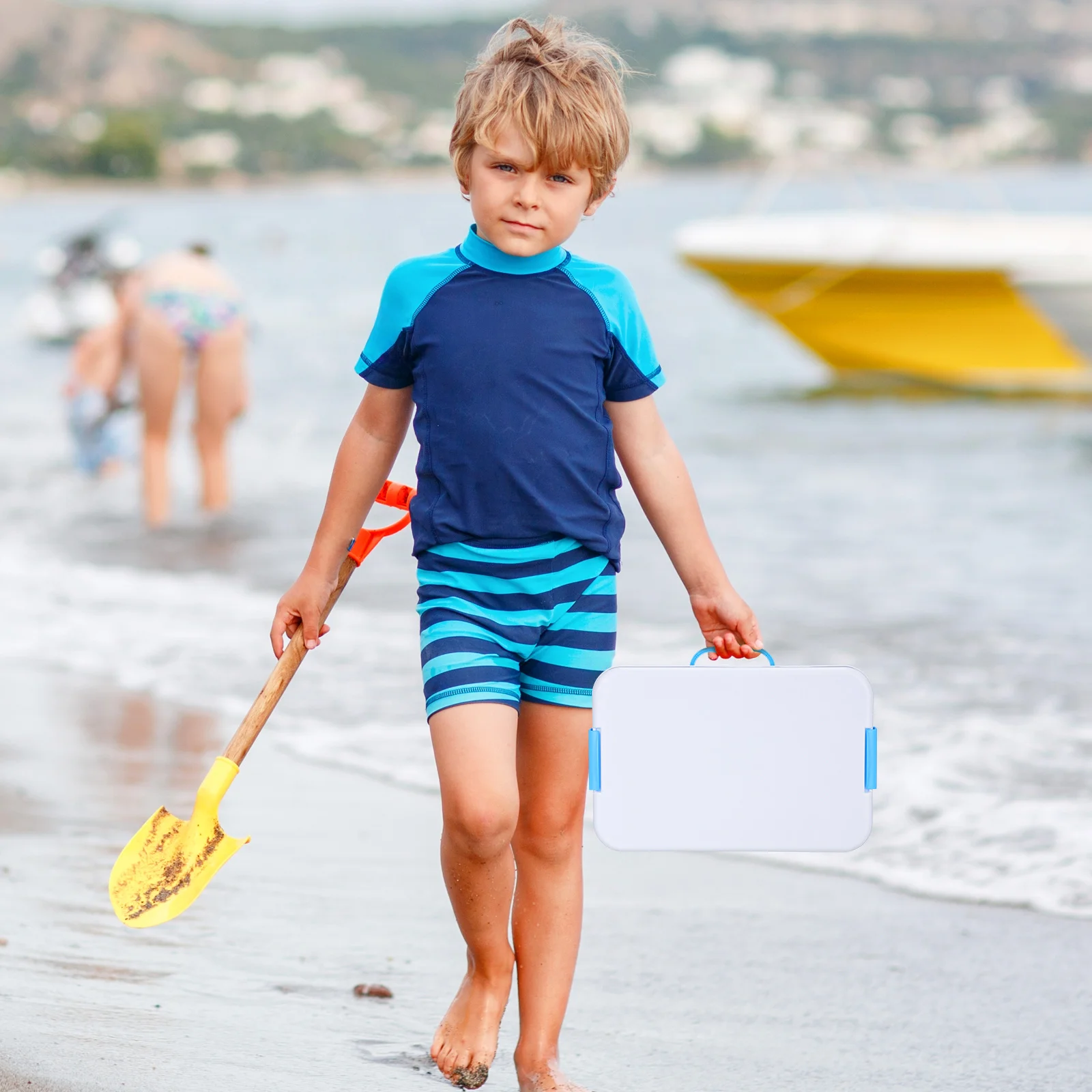 صندوق رمل كبير محمول مع غطاء صينية رمل للأطفال، حل تخزين سهل الحمل لصينية رمل وقت الفناء الخلفي على الشاطئ