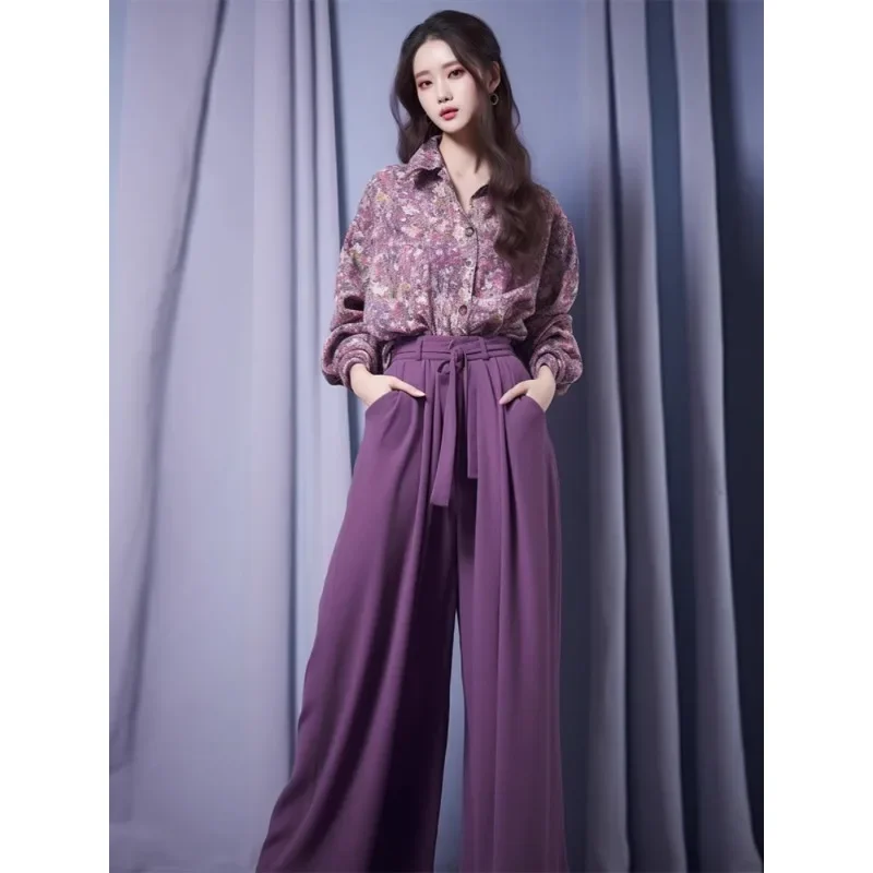 Fashionable Small Fragrance Top, This Year's Popular Purple Floral Set, Women's New Summer 2024