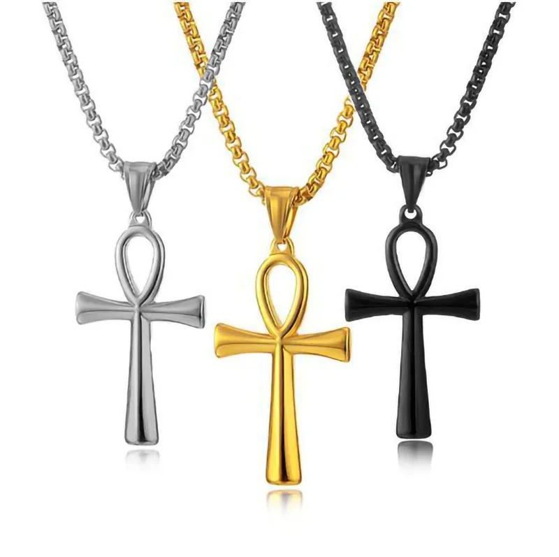 Edelstahl Ägyptische Ankh Halskette Für Männer Frauen Kreuz Anhänger Kette Mode Wasserdicht Schmuck Zubehör