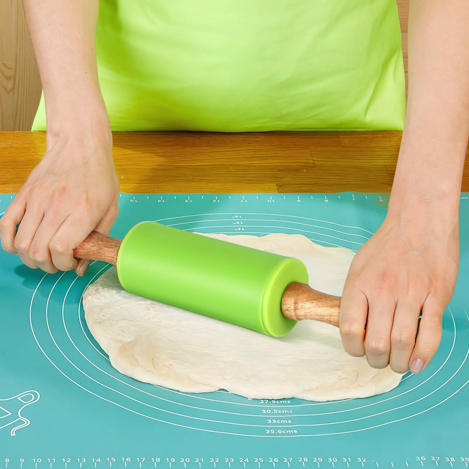 

2pcs Silicone Rolling Pin Non-Stick Dough Roller For Baking Pizza Bread Making Easy Clean Heat Resistant Kitchen Tool