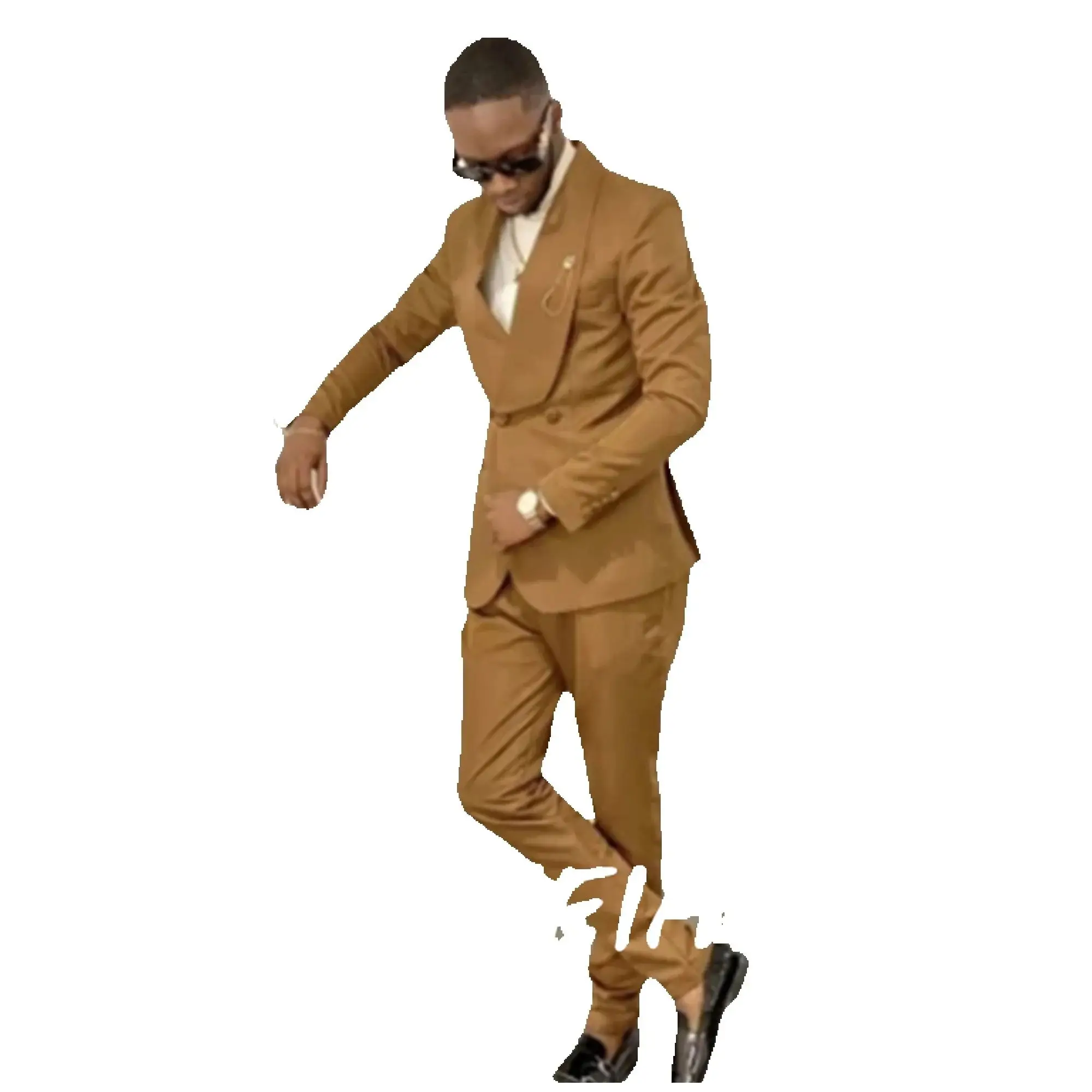 

Красивые коричневые мужские костюмы по индивидуальному заказу, приталенный двубортный пиджак с брюками, формальные свадебные смокинги на заказ, 2 шт. (куртка +)