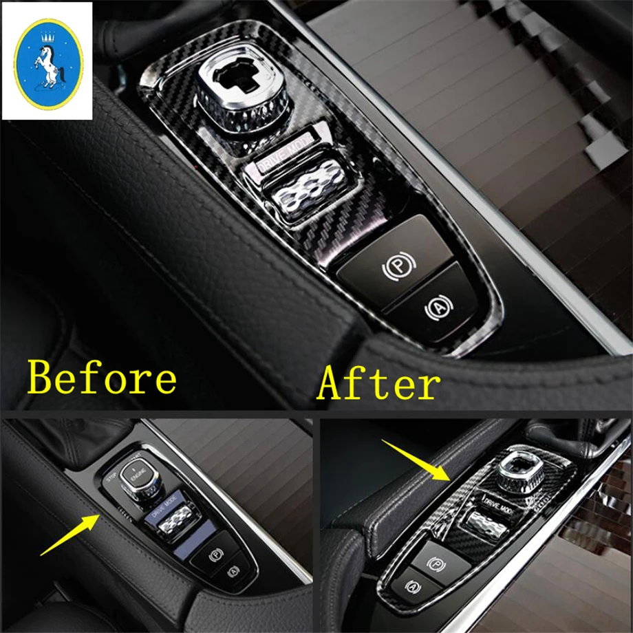 ABS Auto Stalls Gear Shift Brake Park Hand Decor Sticker Accessories Cover Trim For Volvo V90 Cross Country S90 2017 2018 2019