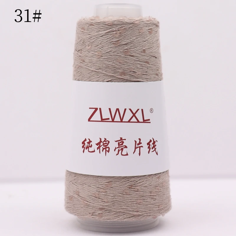 Schwarzes Garn 300g 2400M 3mm Pailletten-Baumwollgarn DIY Strickdekoration Handgehäkeltes STRICKGARN