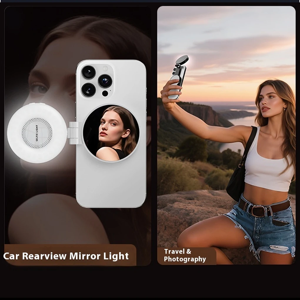 LED Selfie Fill Light for Magnetic Phone Adjustable Brightness Magnetic -Compatible Smartphone Vlog Photography Video Accessory