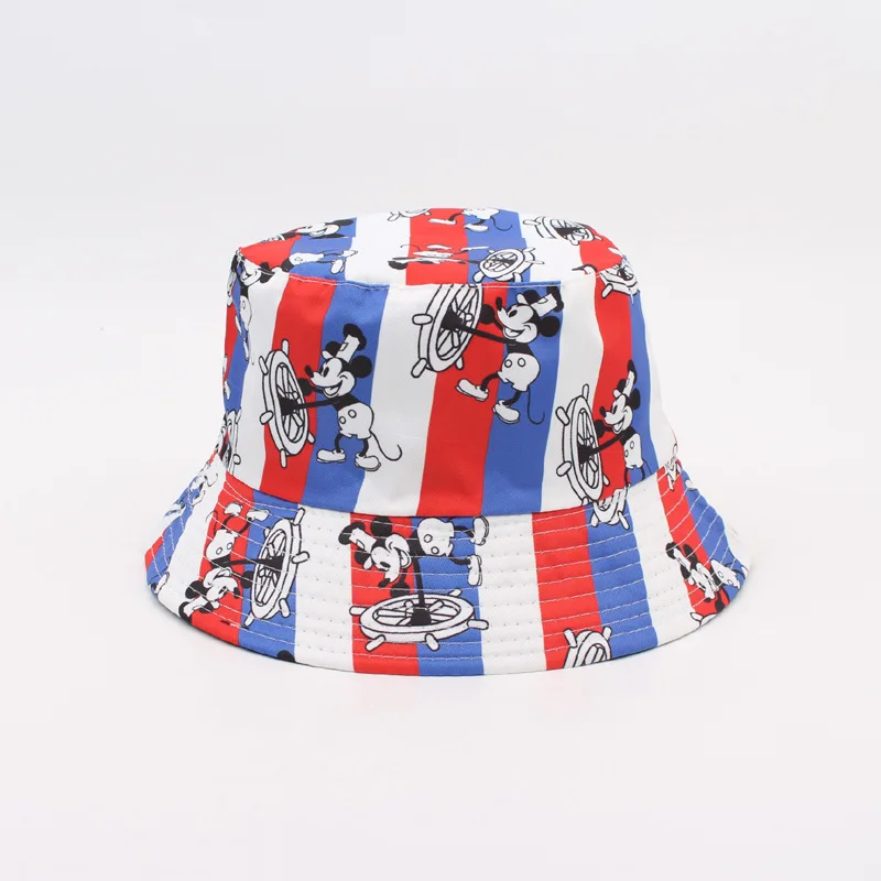 

Disney Mickey cartoon fisherman hat men and women cute Mickey Mouse printed pot hat European and American outdoor sun