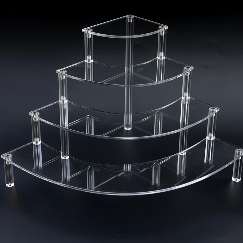 Transparent Ring Acrylic Display Shelf For Blind Box Toys, Car Models, Acrylic Right-Angle Step Shelf For Corners, Cabinets