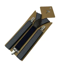 Mens Boys Womens Suspenders One Inch Jacquard Elastic Adjustable Y Back 3 strong Clips