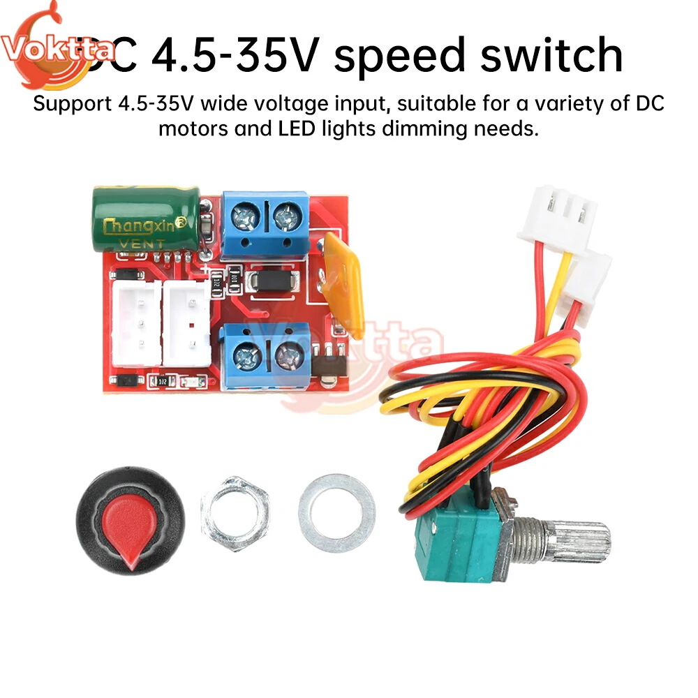 DC 4.5V-35V Motor PWM Speed Controller 3V 6V 12V 24V 35V 5A 90W Speed Control Switch Mini LED Dimmer Adjustable Drive Module