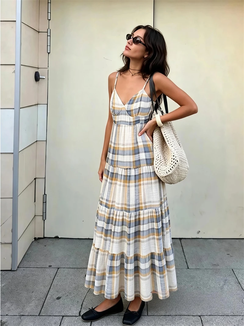 Guobioziy Women's Mesh Long Dress 2026 Summer New Multi-Color European and American Casual Trendy Street Style Dress