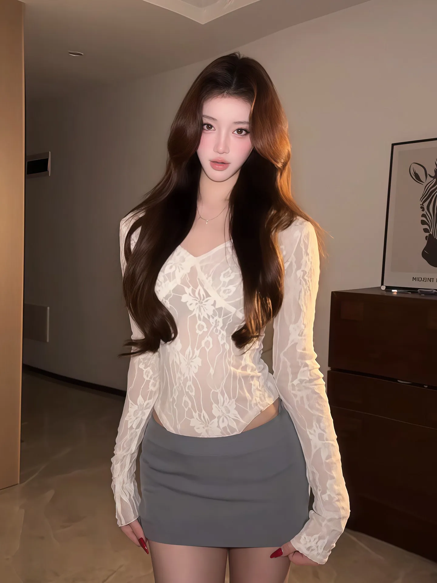 

Сексуальный кружевной комбинезон Pure Desire с V-образным вырезом и длинными рукавами, женский, модный, утягивающий, с высокой талией, короткие шорты, эксклюзивно онлайн, Весна 2026