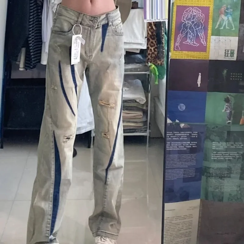 

Waed Denim Jeans Men's Lazy Fat Trendy Brand INS Hole Long Pants Spring Autumn Large Size 250 Pou Teenage Youth