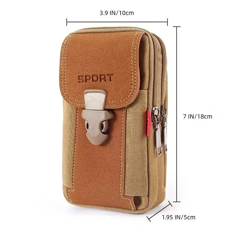 Bolsa multifuncional para cintura masculina, bolsa para celular esportiva, porta-moedas, porta-cartão, fácil de transportar, grande capacidade, nova moda