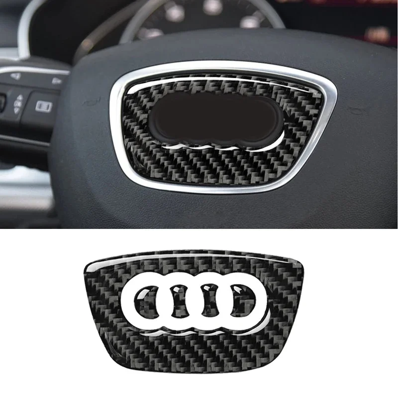 Car Steering Wheel Carbon Fiber Sticker For Audi A3 A4 B8 A6 C7 Q3 Q5 Q7 A4L A6L Decal Cover Decoration Ring Trim Accessories