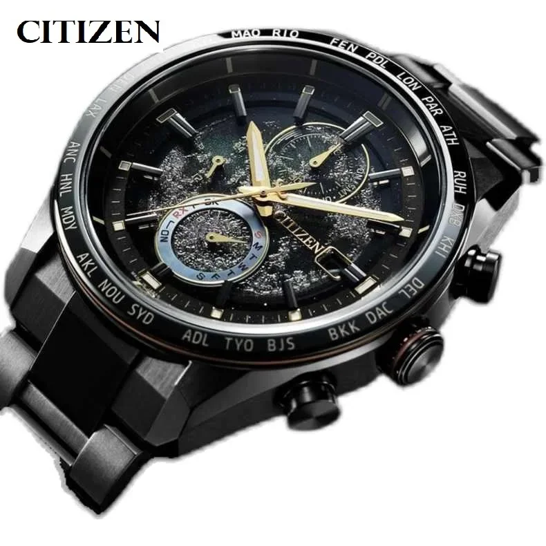 Citizen Back of The Moon-reloj de cuarzo para hombre, cronógrafo de lujo, de acero inoxidable, luminoso, informal, de negocios