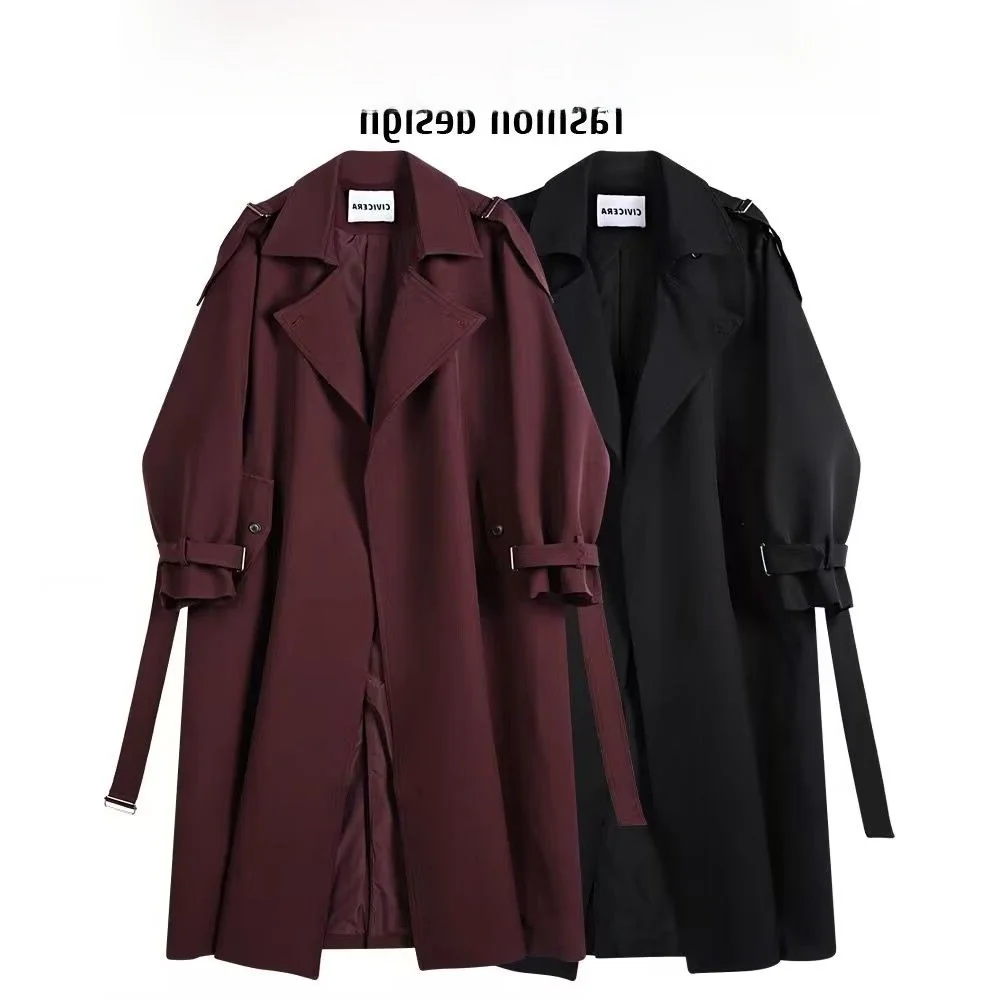 

plus Size 300 Pou Women's Long over Knee Coat Belted Mid-Length Women's Windbreaker Autumn Briti Sle Outerwear