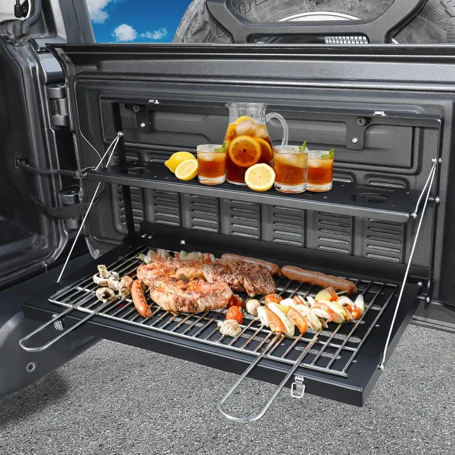 

Foldable Rear Cargo Shelf with Aluminum Alloy Frame for Jeep JL 20182025 Wrangler Durable Tailgate Table Storage Rack for Outdo
