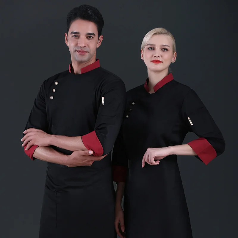 Vêtements de travail pour cuisinier de Restaurant C325, uniforme de Chef, chemise à plusieurs couleurs, Double boutonnage, veste de Chef, salopette à manches longues unisexe