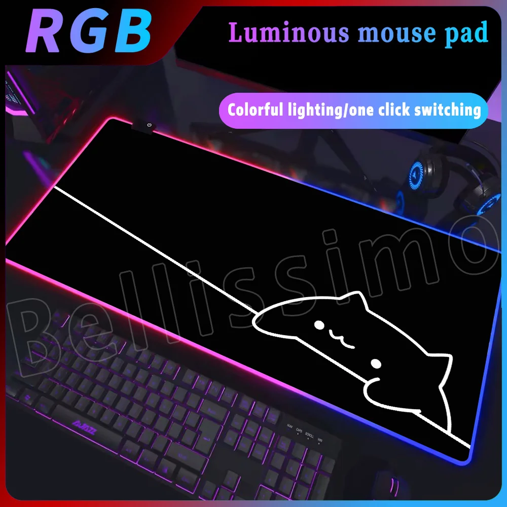 

Xxl RGB Kawaii White Cat with Paws Mouse Pad HD Minimalistic Office Table PC Gamer Keyboard Computer Extended Carpet Backlight