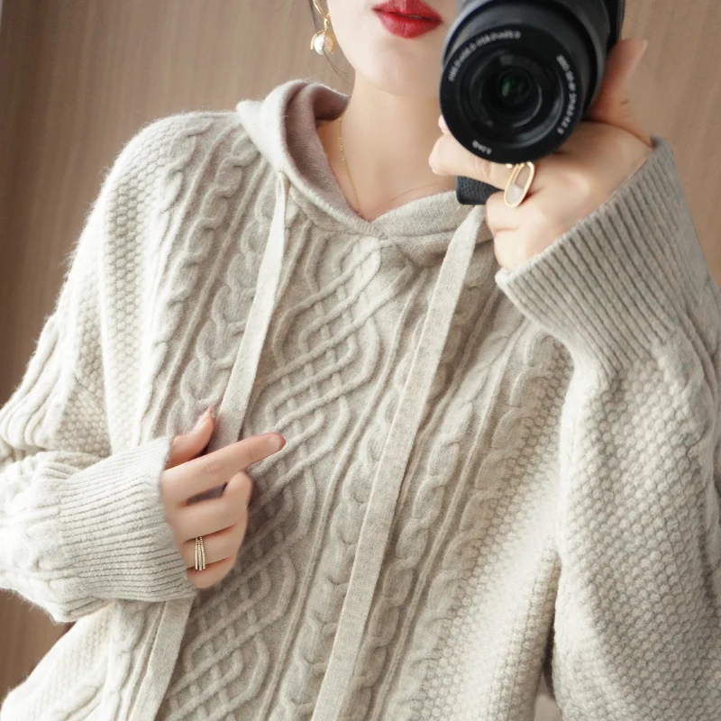 Autumn And Winter New Style Hooded Sweater Soft Thickened Women\'S Hooded Sweater Hooded Retro Plaid Casual Fashion Sweater