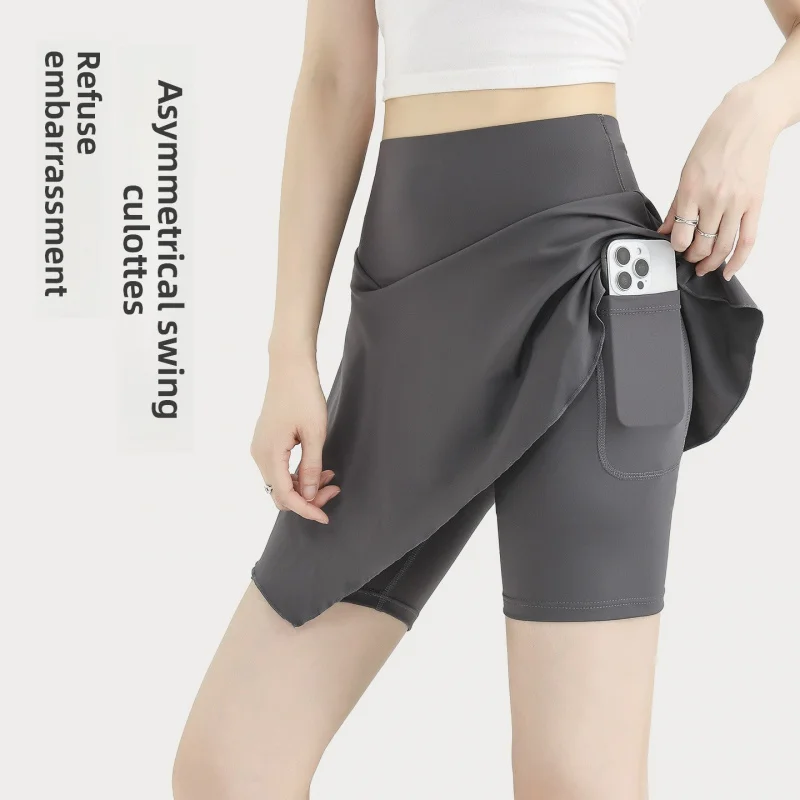 Women's A-Line Pleated Tennis Skirt with Shorts High Waist Anti-Exposure Yoga Skort Running Skirt Summer