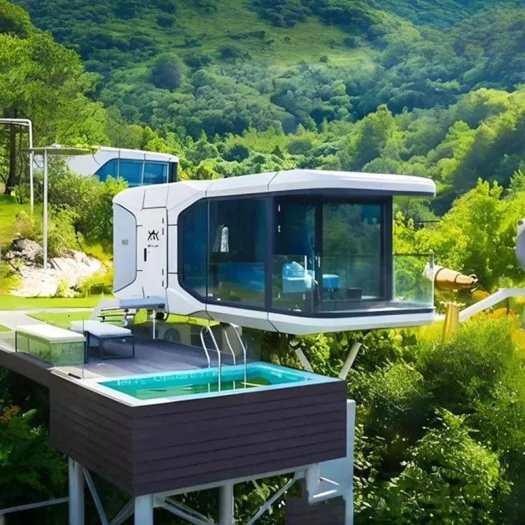 2025 Modern Eco-friendly Container Homes Mini Mobile Family Cabins, Trends Of Mini Airship Pods, Hotel Space Capsules