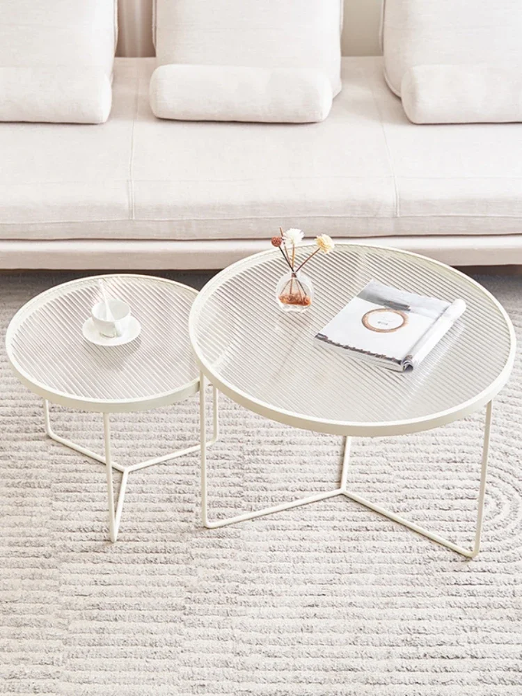 Changhong glass coffee table living room home simple modern small table cream wind online celebrity round coffee table small apa