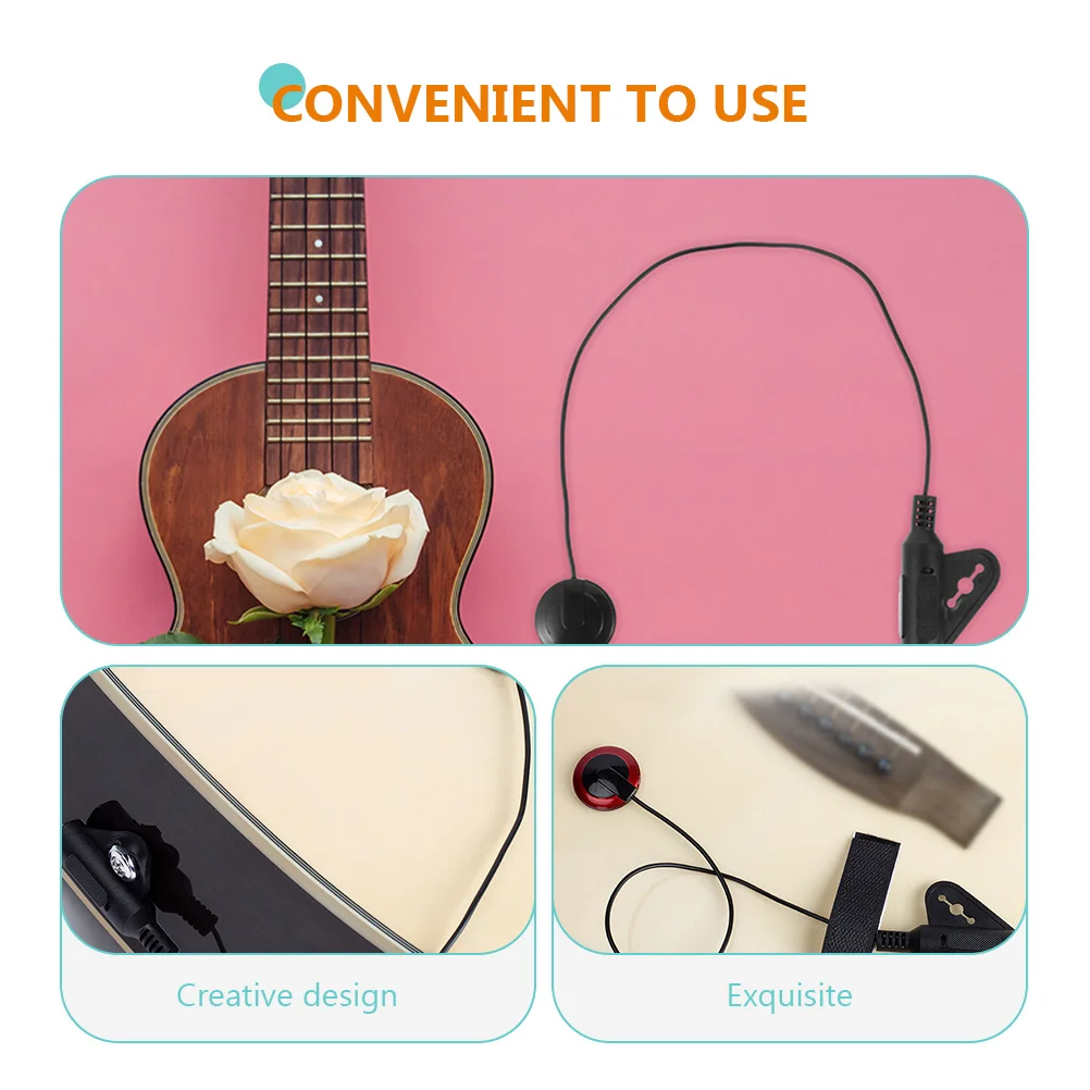

2pcs Guitar Pickup Plastic Microphone for Ukulele Abs Sound Hole Accessory Acoustic Easy Installation Self Adhesive Long Life
