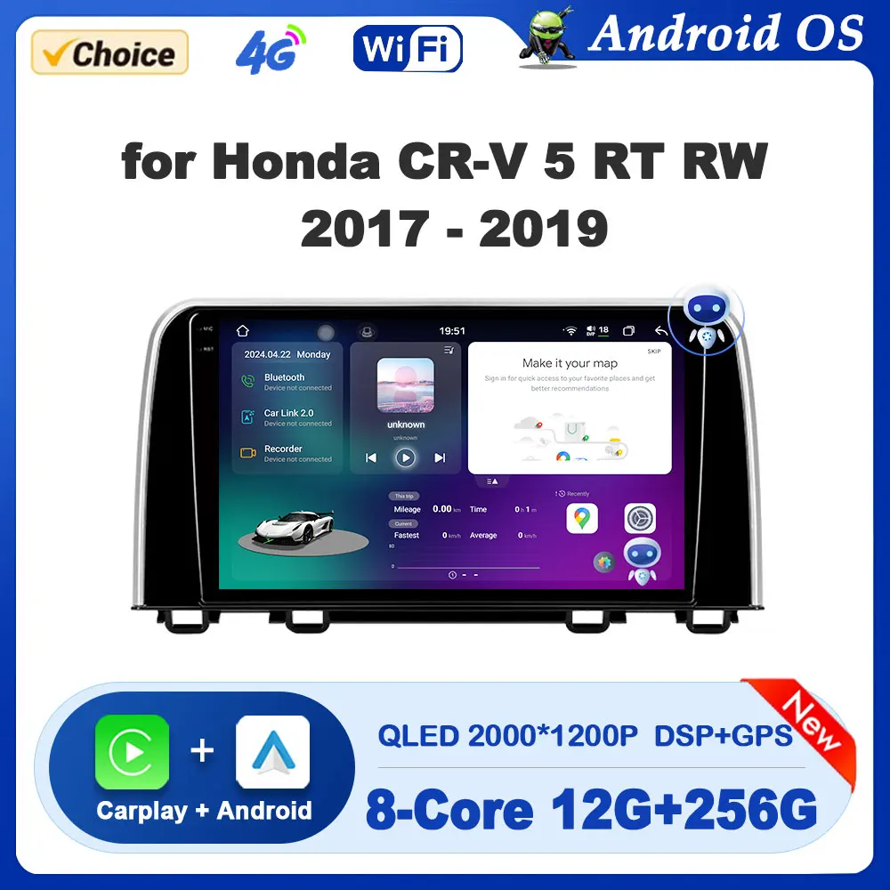 

GPS Navigation Car Multimedia Radio Player for Honda CRV CR-V 5 RT RW 2017 - 2019 Android OS Wireless Carplay Auto Accessories