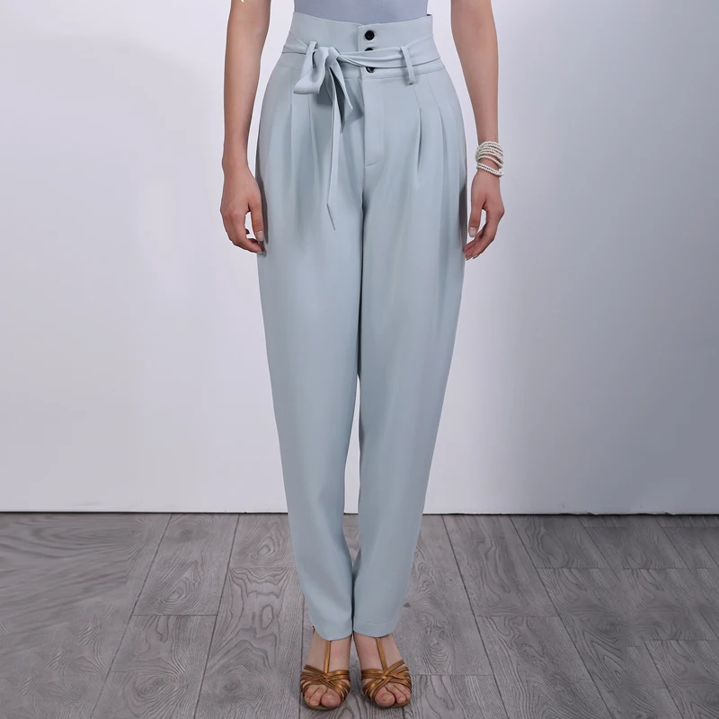 

Blue Latin Dance Pants Women High Waist Ballroom Dance Trousers Adults Chacha Latin Dance Competition Pants Stage Wear DW10871