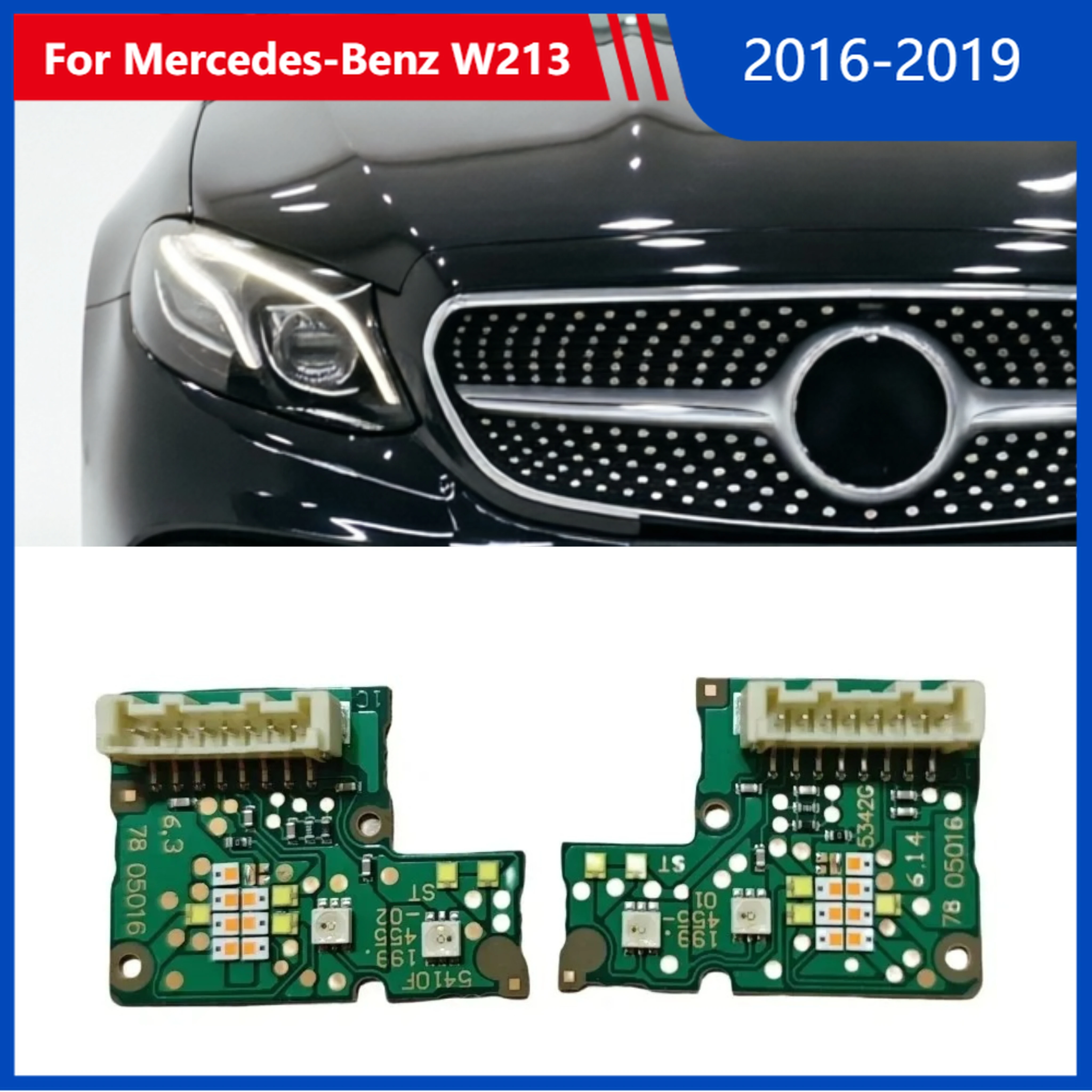 

For Mercedes-Benz W213 E Class E200 E300 2016-2019 LED Headlight DRL Chips Boards White Light Source Daytime Running Light