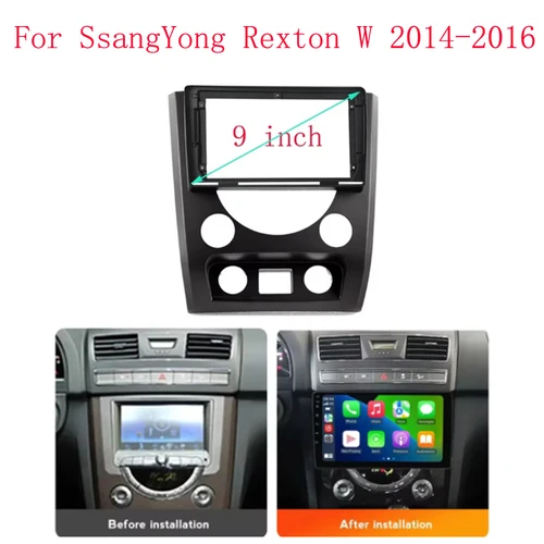 Imagen 1 del producto Fascia de Radio de coche para Ssangyong Rexton W 2014-2016 DVD estéreo marco placa adaptador montaje tablero instalación bisel Trim Kit