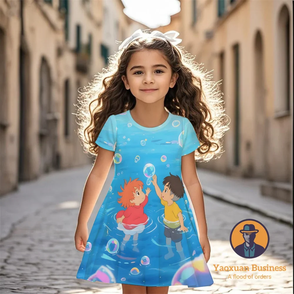

Stylish 2025 Ponyo Girls 3D Cartoon Print Dress Pretty Cool Cute Summer Kids Fashion Dress​