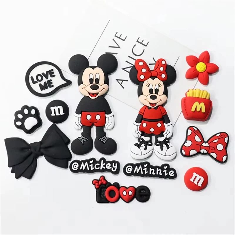 MINISO 13pcs Disney Mickey and Minne Cartoon Charms for Clog Different Matching Sandals Wristbands Bracelets Xmas Party Gifts image 2