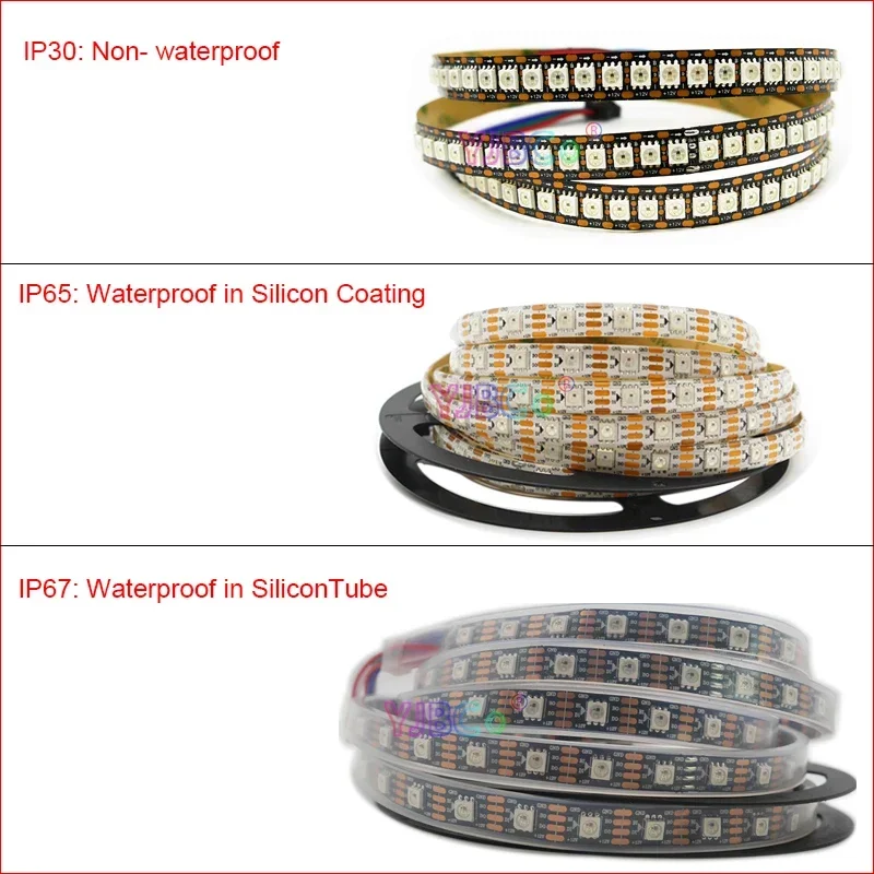 12V WS2815 LED Strip Individually addressable 5050 RGB pixel IC Light Tape 30/60/74/96/144 leds/m Magic lamp bar IP30/IP65/IP67