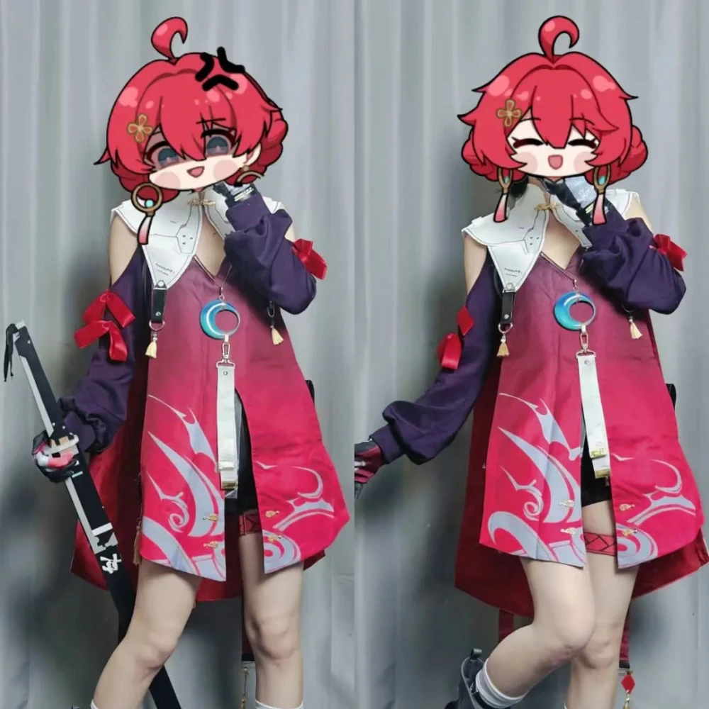 

Wuthering Waves Danjin Ranger Girl Same Style Cosplay Costume Red Dress Accessories Women Halloween Carnival Party Stage Wear