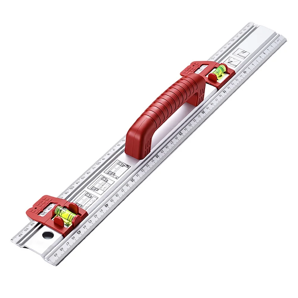 50cm Aluminum Alloy Straight Ruler With Dual Bubble Level  For DIY Projects Woodworking Home Improvement