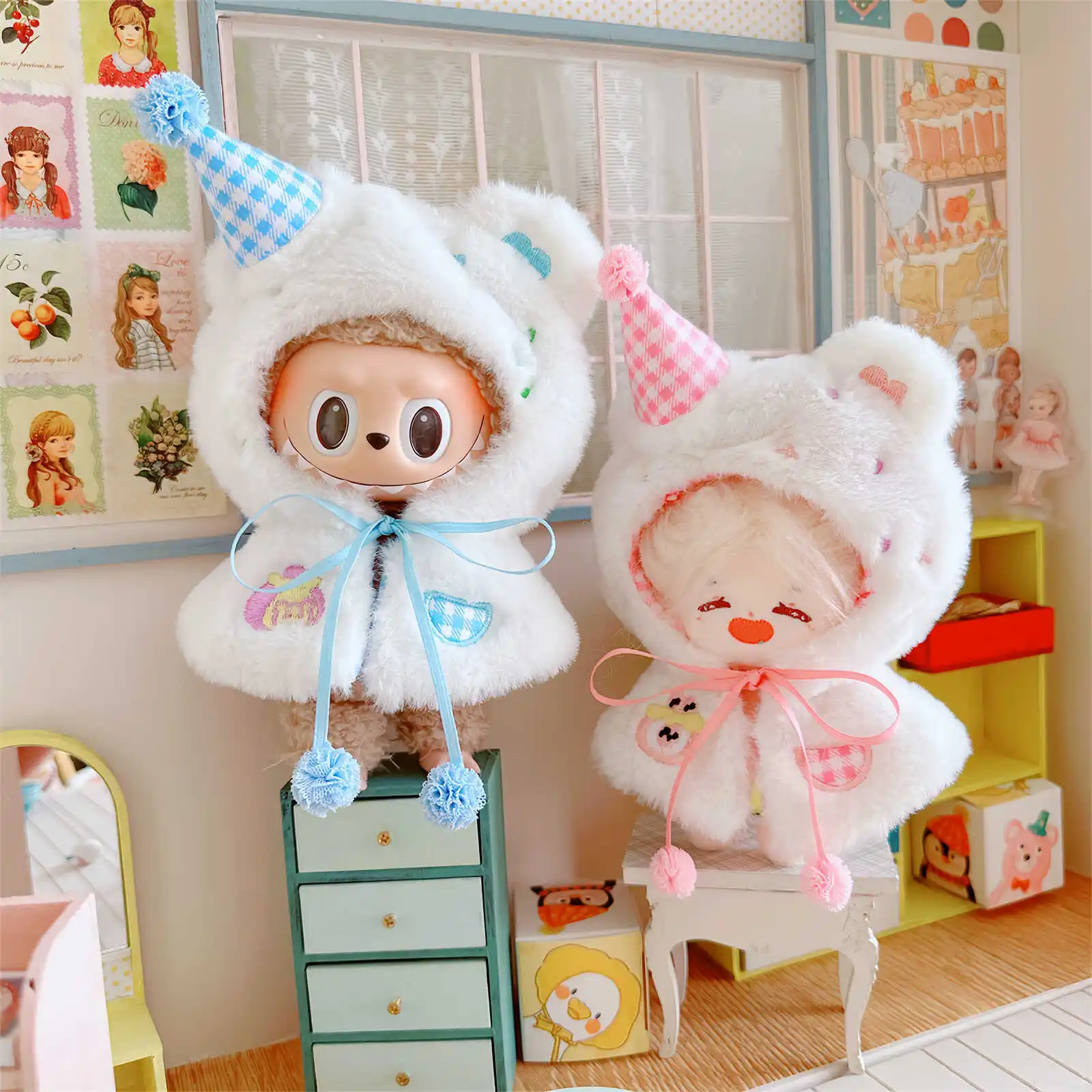 10cm Cute Mini Idol Doll Clothes for Kawaii Sweet Sugar Frosted Glutinous Cloak Dress Up Doll Can Change Clothes Girls Fans Gift