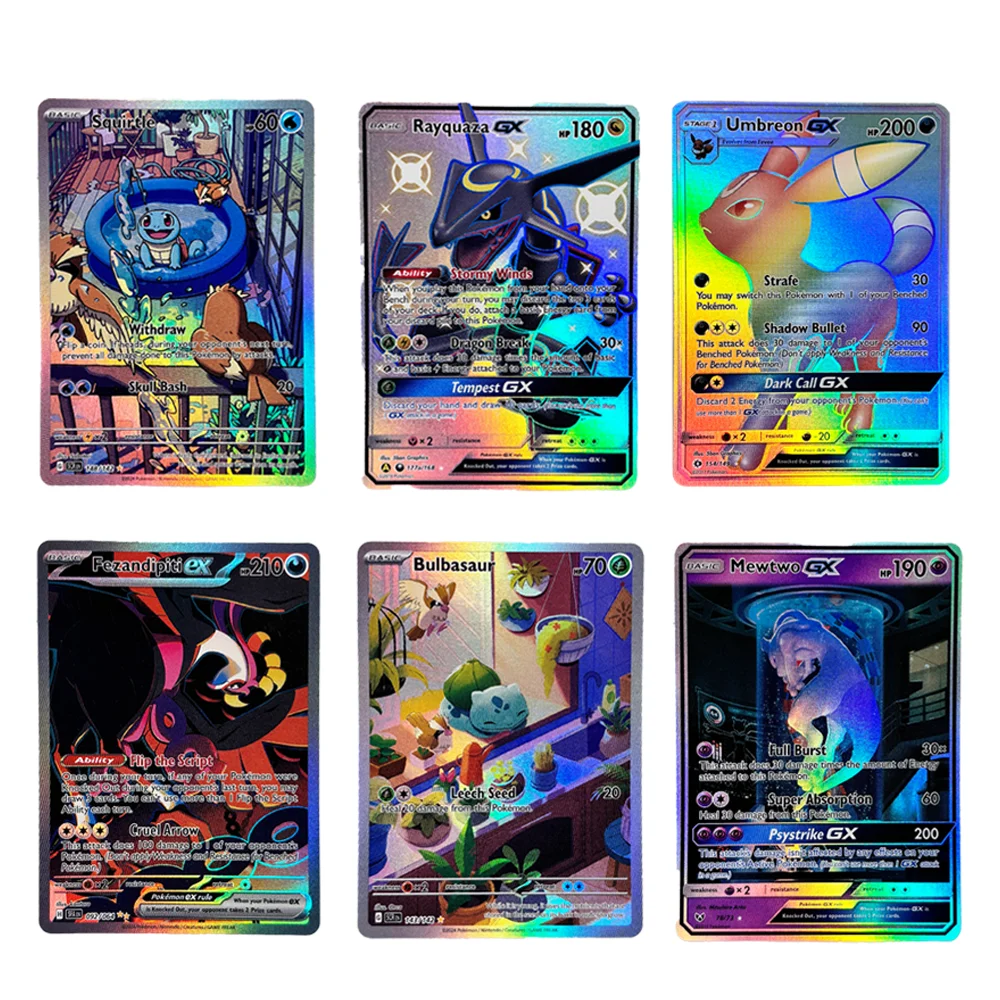 

Holographic Game Trading Collection PTCG Proxy Cards Umbreon Sylveon GX PKM Foil Single Cards Rayquaza GX Sun & Moon