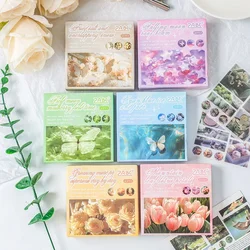 50Pcs Ins Landscape Decorative Boxed Stickers Flowers Collage Scrapbooking Die Cut Stickers Label Diy Diary Journal Planner