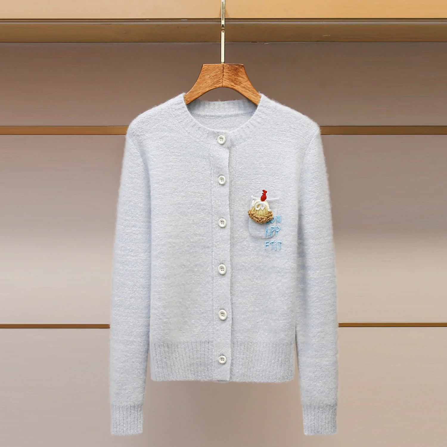 

Нежный мягкий вязаный кардиган женский зимний 2025: новая модель, повседневная верхняя одежда в стиле пэчворк, удобное пальто с длинными рукавами и круглым вырезом