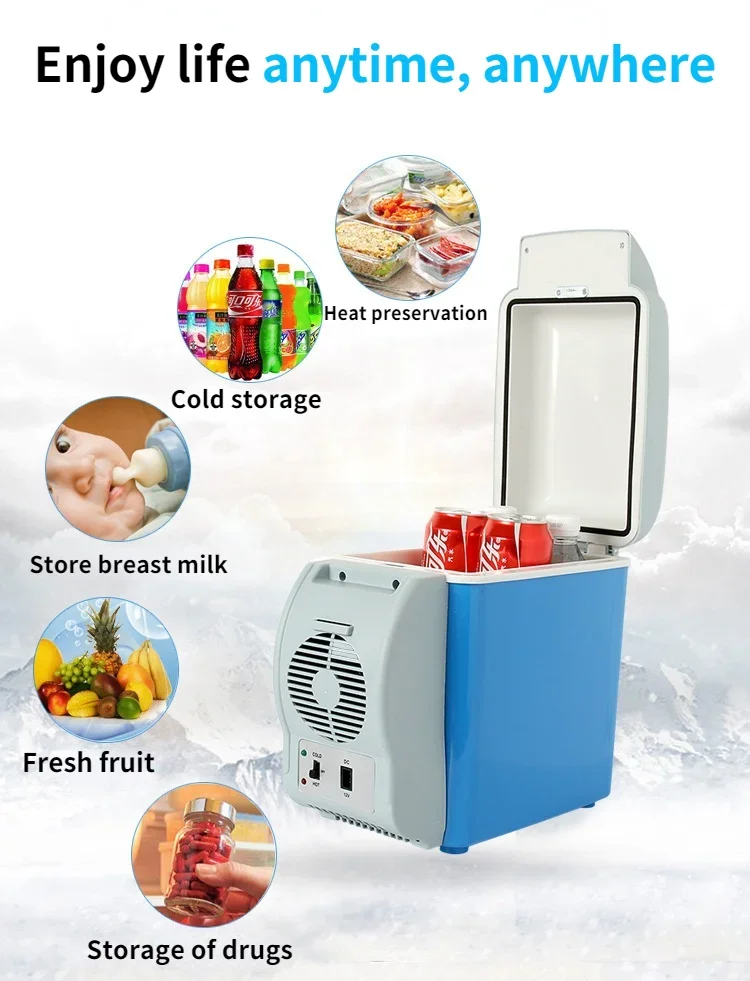 7.5L Car Refrigerator 12V blue Multi-functional Portable mini Fridge Travel Outdoor RV Camper Cooler minifridge Caravan Freezer