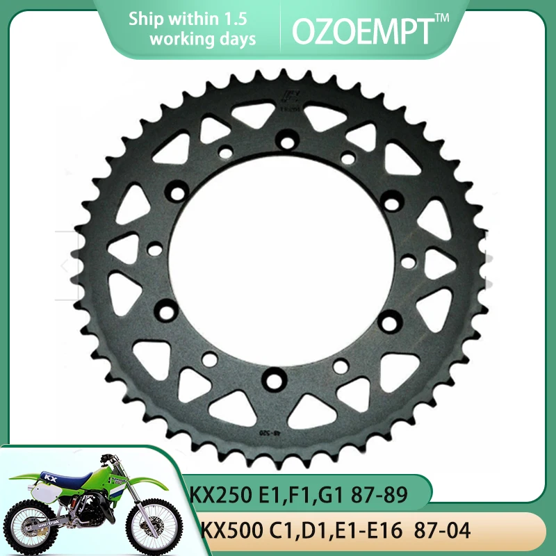 

OZOEMPT 520-47T Motorcycle Rear Sprocket Apply to KX250 E1,F1,G1 87-89 KX500 C1,D1,E1-E16 87-04