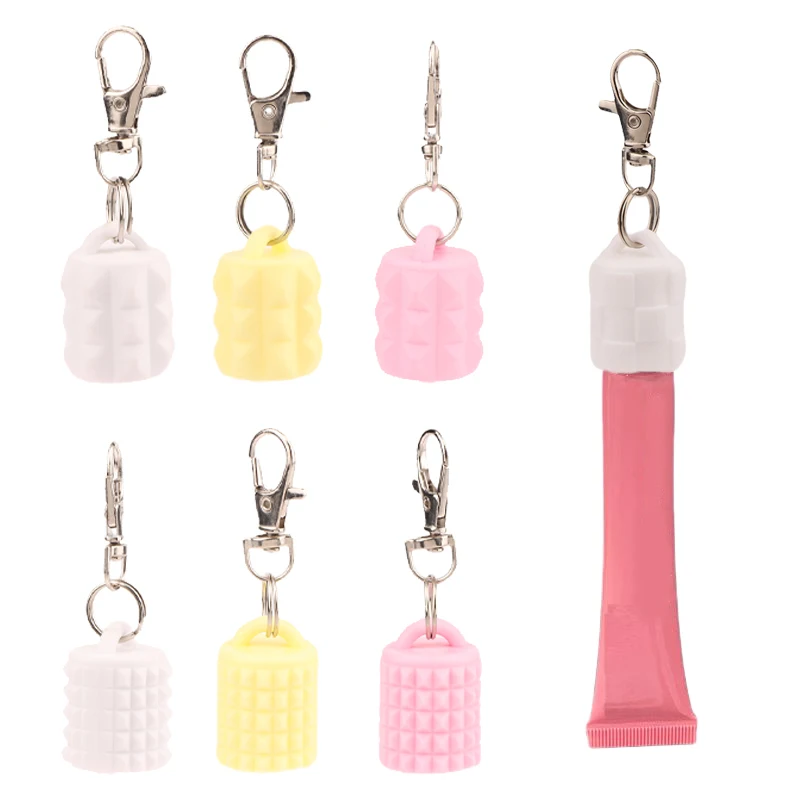 1/3 Pcs Silicone Lip Gloss Keychain Caps For Women Travel Convenient Beauty Product Accessories Travel Makeup Tool Accessory