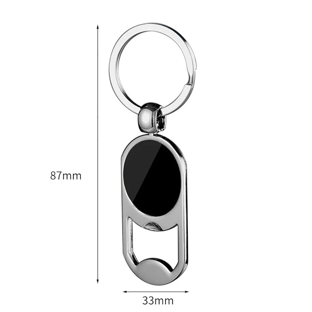 8pcs Keychain  DIY Black Blank Alloy 360 degree rotation transfer Car Keyring Lovely Backpack Handbag Pendant