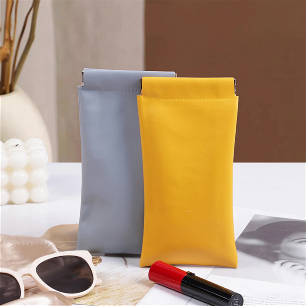 1 قطعة حقيبة النظارات سميكة الجلد المدبوغ مقاوم للماء لينة فو الجلود نظارات كيس التخزين افتتاح مرونة السيارات إغلاق النظارات الشمسية الحقيبة #6