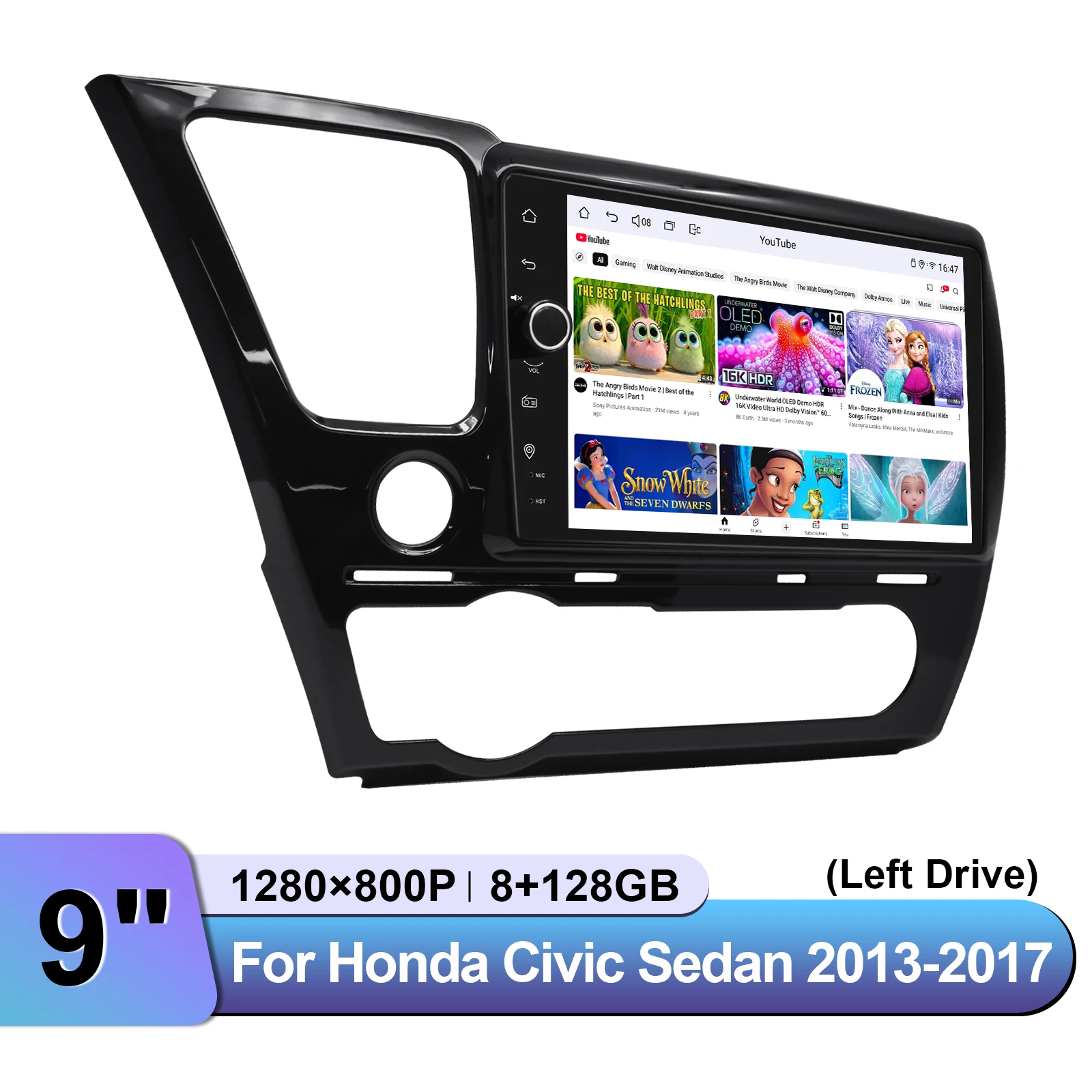 JOYING 9 "أندرويد 13.0 راديو السيارة ستيريو لهوندا سيفيك سيدان 2013-2017 دعم مصنع الصوت/الرياح الاحتفاظ كاميرا النقطة العمياء #2