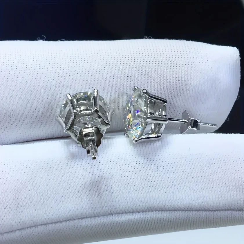 Premium 0.5-2ct Moissanite Diamond Stud Earrings for Women Original 925 Sterling Silver Screw Back Women Moissanite Earring