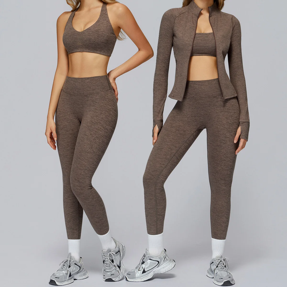 

Комплект для йоги, 2 шт., женская спортивная одежда, тренировочная одежда, спортивная одежда, леггинсы для спортзала, фитнес-бюстгальтер, укороченный топ, спортивные костюмы для бега с длинными рукавами