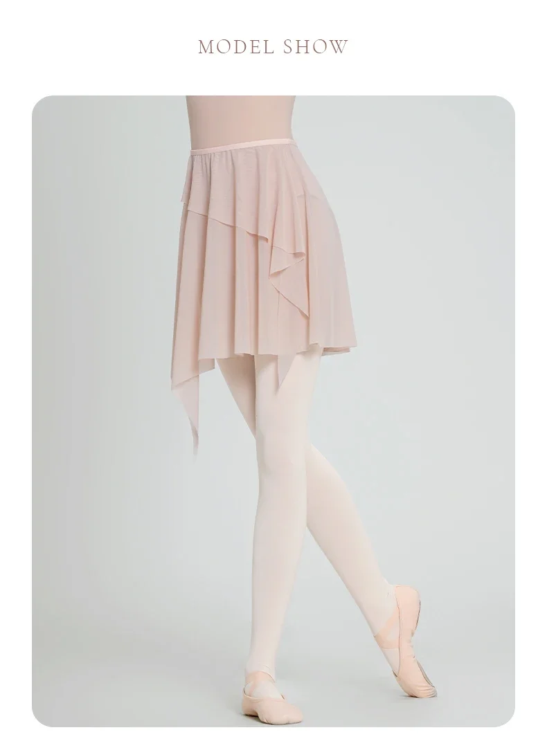 Ballettrock für Erwachsene, Übungs-Tutu, asymmetrischer Mesh-Tüll-Tanzrock für Damen – Detail 7